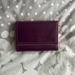 Coach leather dark purple and pink wallet!!